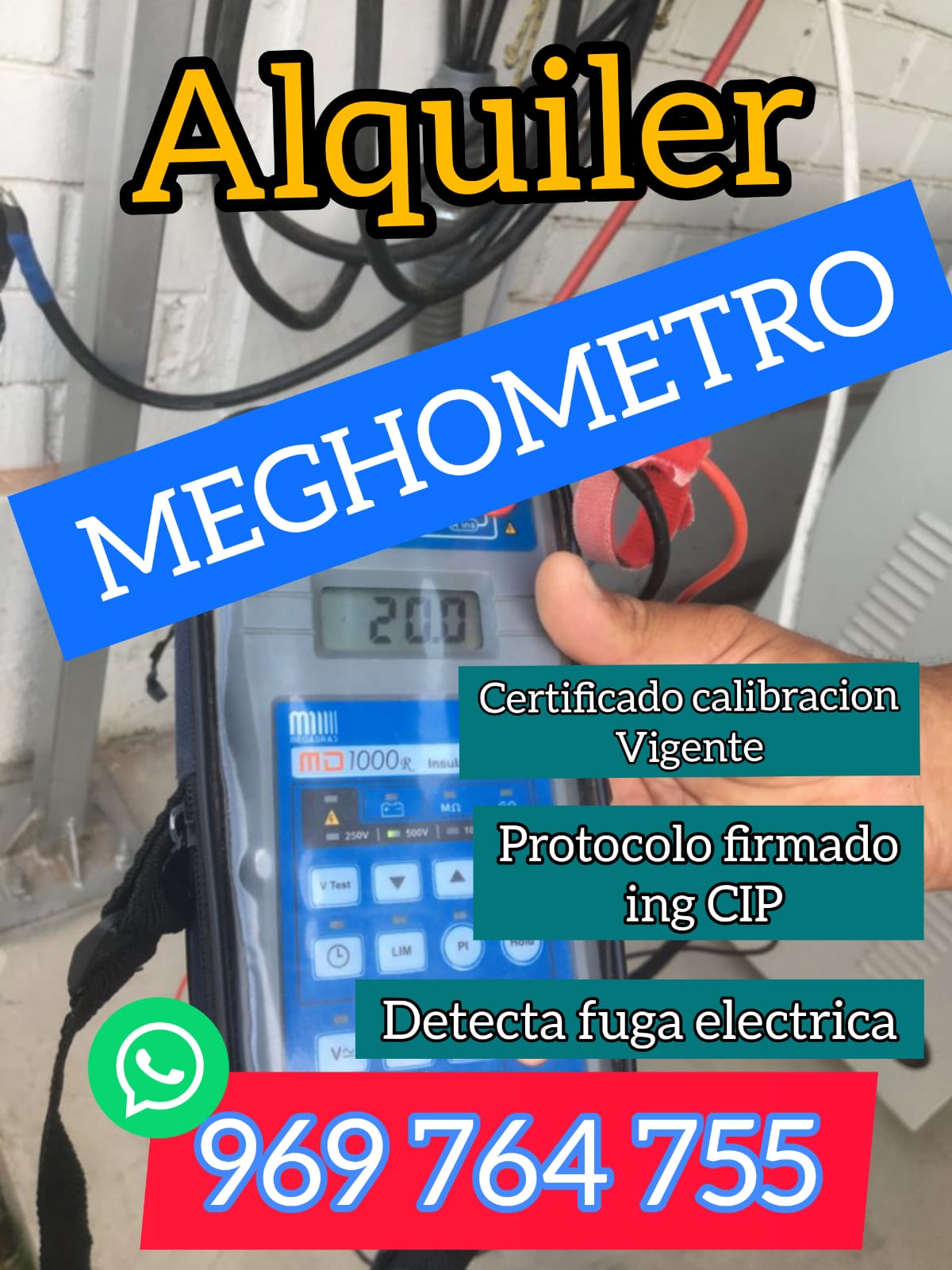 ALQUILER MEGOHMETROMETRO CERTIFICADO DE CALIBRACION 969764755